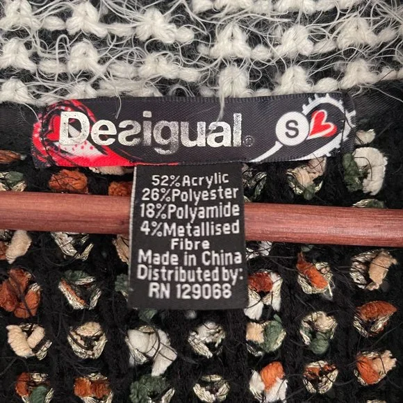 Desigual Women Wrap Cardigan Sweater Multi Print Size S - Picture 3 of 3